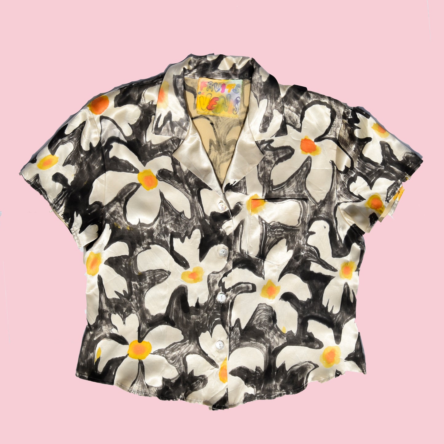 Satin Black Lilies Blouse